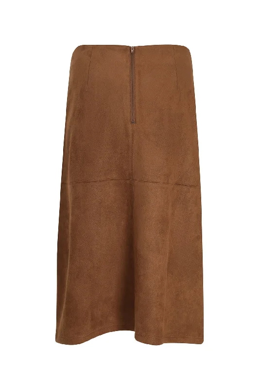 4 panel unlined Suede Look Skirt | COCOA | 4063ZR