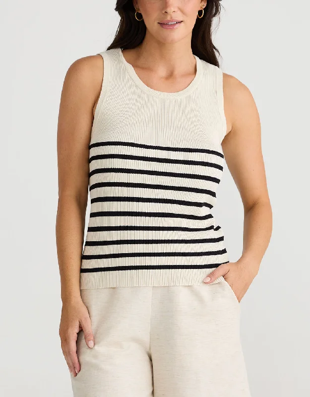 Amba Stripe Tank - Ecru/Black