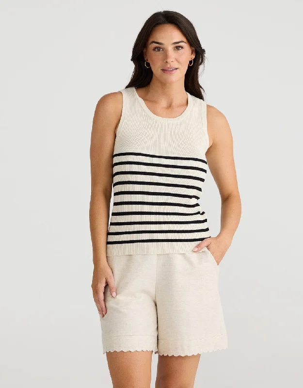 Amba Stripe Tank - Ecru/Black