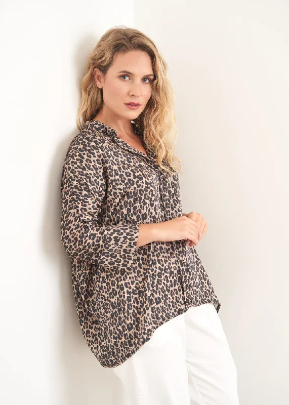 ANDI LEOPARD SATIN SHIRT