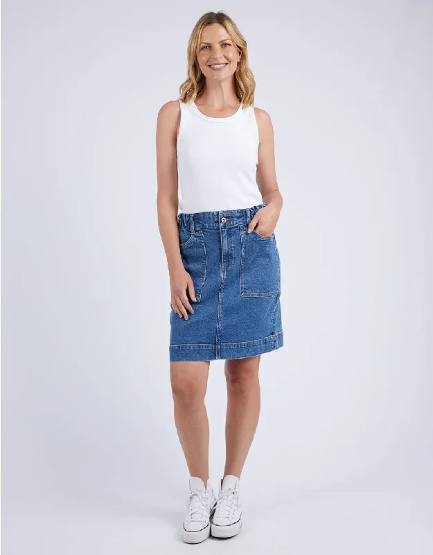 Atlas Denim Skirt - Dark Blue Wash