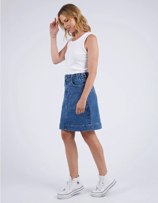 Atlas Denim Skirt - Dark Blue Wash