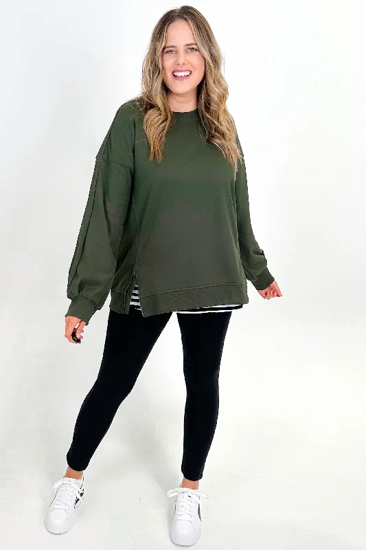 Betty Basics Cali Cloud Fleece Jumper Olive