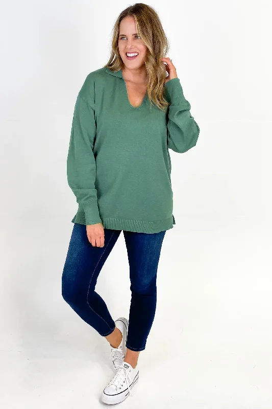 Betty Basics Esme Knit Jumper Dusty Pine