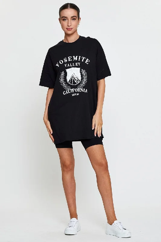 Black Graphic T Shirt Short Sleeve