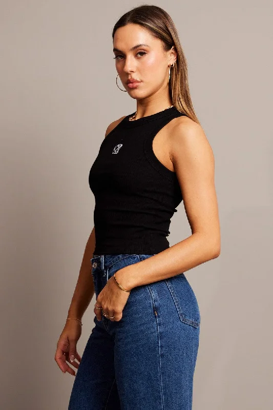 Black Rib Tank Sleeveless