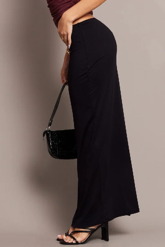 Black Supersoft Maxi Skirt Side Split