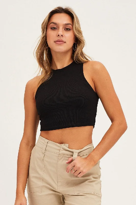 Black Tank Top Rib