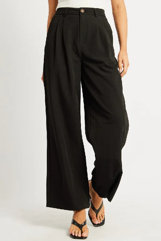 Black Wide Leg Pants Mid Rise