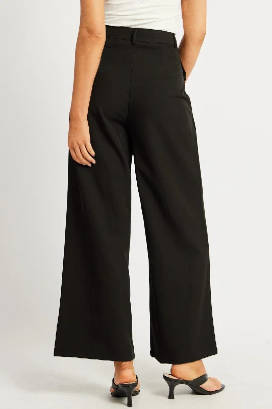 Black Wide Leg Pants Mid Rise