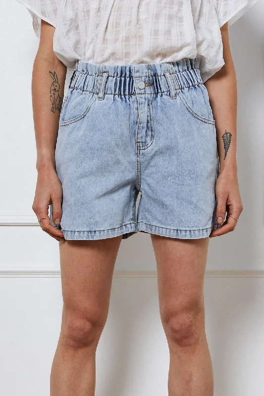 Blue Paper Bag Jeans High Waist Denim