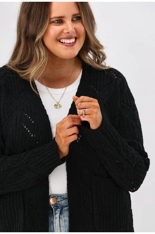 Boho Australia Fia Cable Cardigan Black