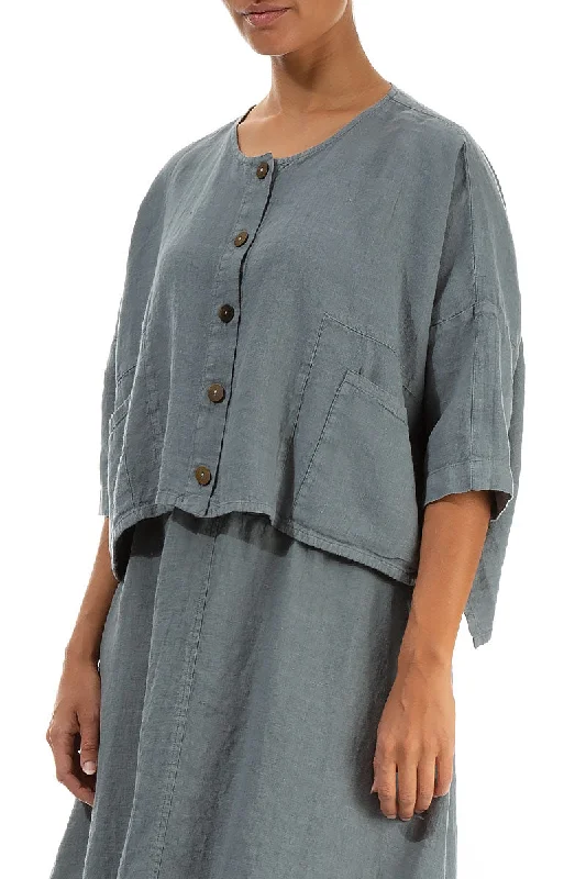 Boxy Sage Linen Jacket