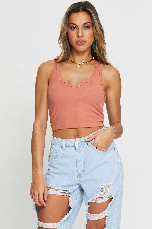 Brown Tank Top Crop