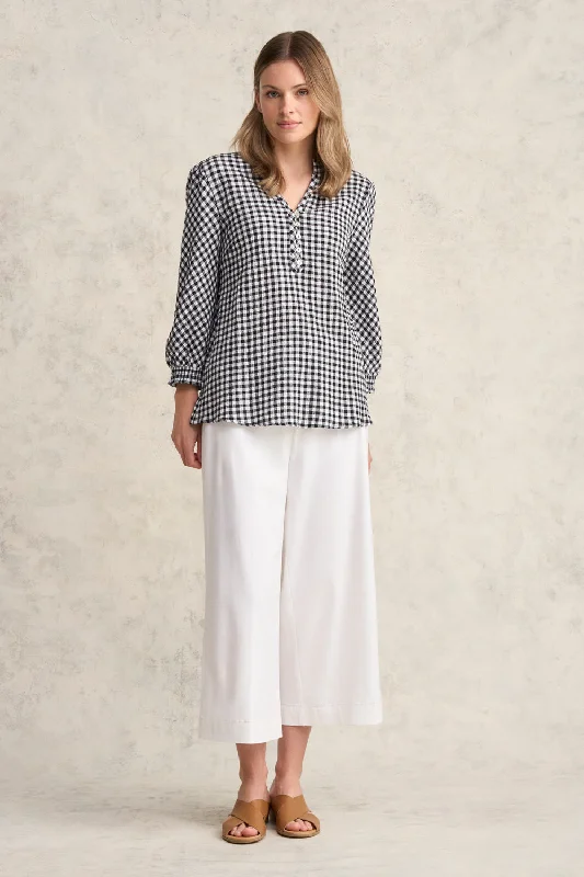 Cotton Gingham Blouse - Black & White Gingham