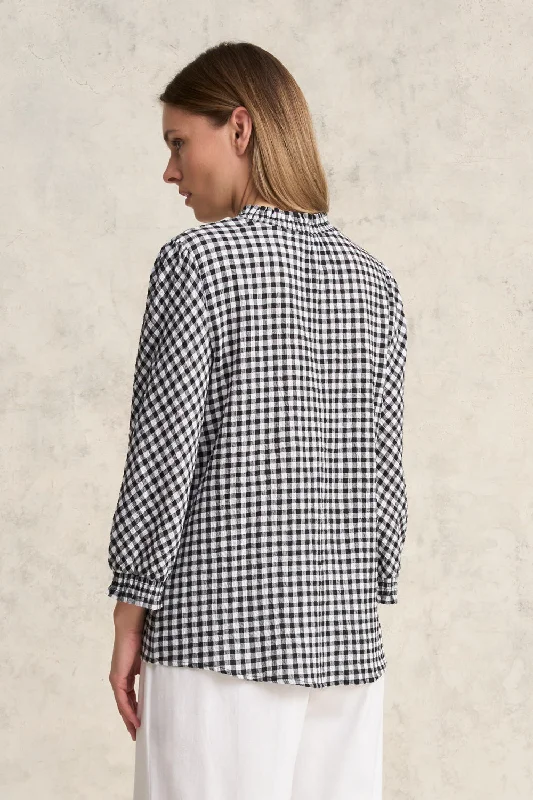 Cotton Gingham Blouse - Black & White Gingham