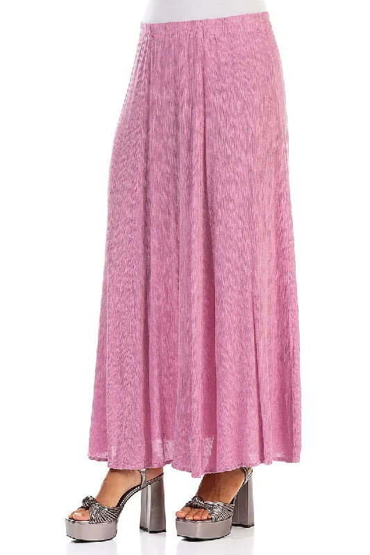 Crinkled Wild Berry Silk Viscose Maxi Skirt