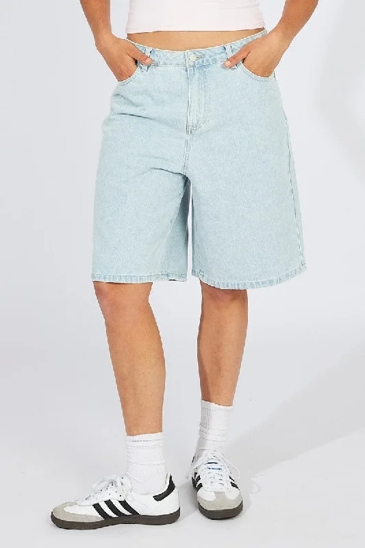 Denim Longline Shorts Wide Leg