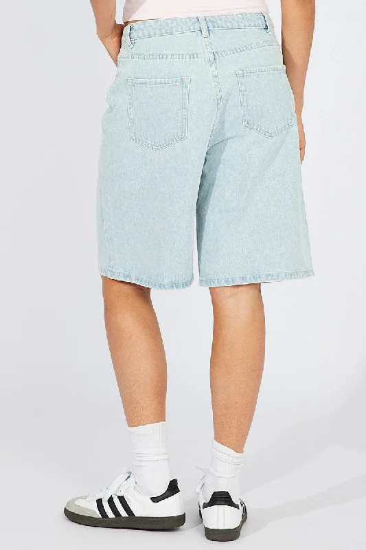 Denim Longline Shorts Wide Leg