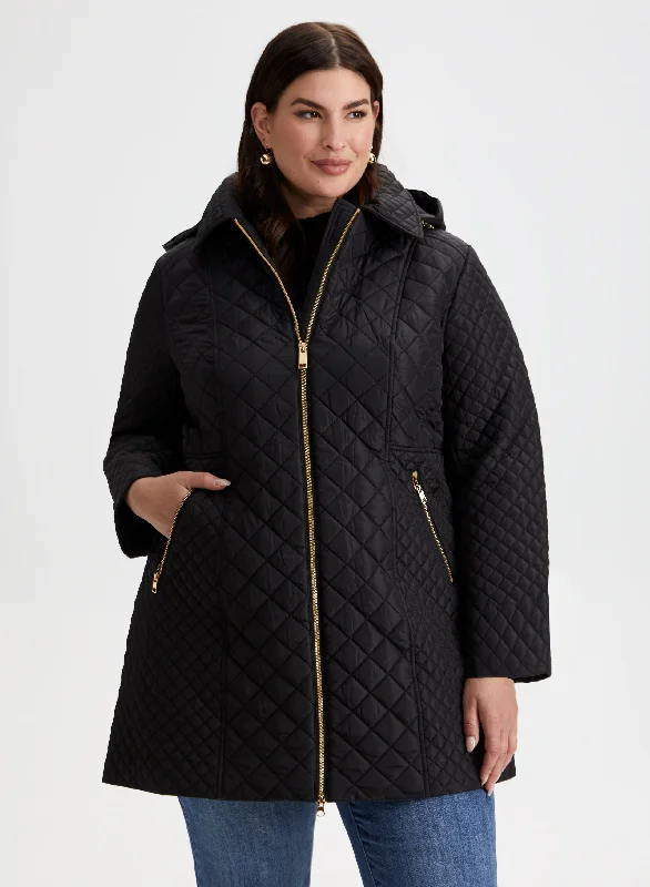 Diamond Quilted Vegan Down Coat