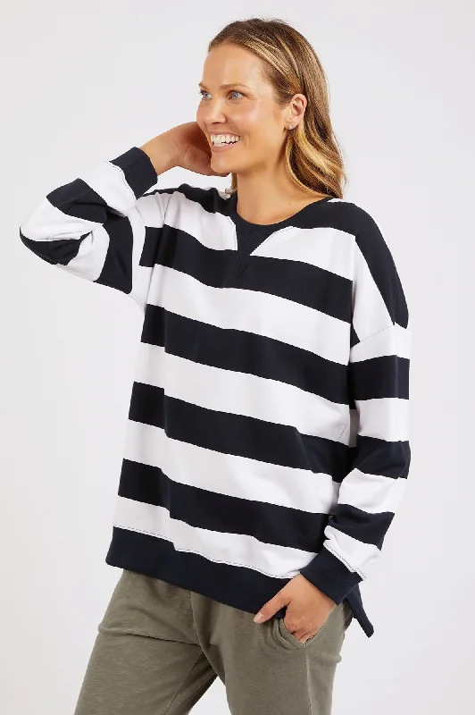 Elm Billie Block Stripe Crew Navy White Stripe