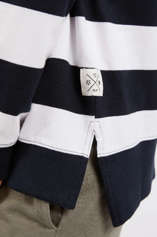 Elm Billie Block Stripe Crew Navy White Stripe