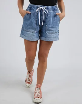 Elm Emma Relaxed Denim Short Mid Blue Wash