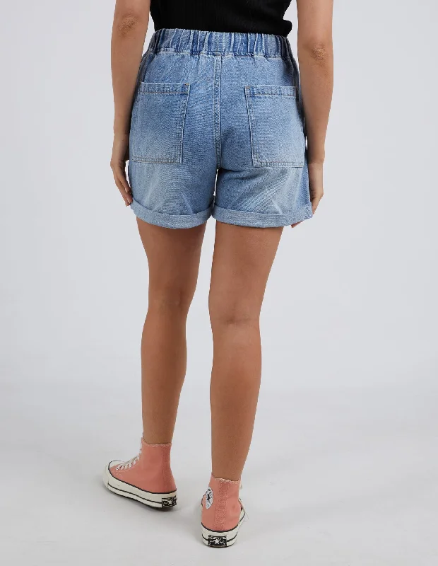 Elm Emma Relaxed Denim Short Mid Blue Wash