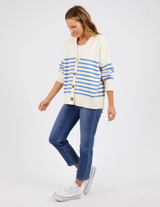 Elm Mabel Stripe Cardi Cerulean Blue Stripe