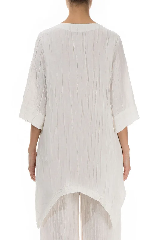 Evergreen Crinkled Off White Tunic