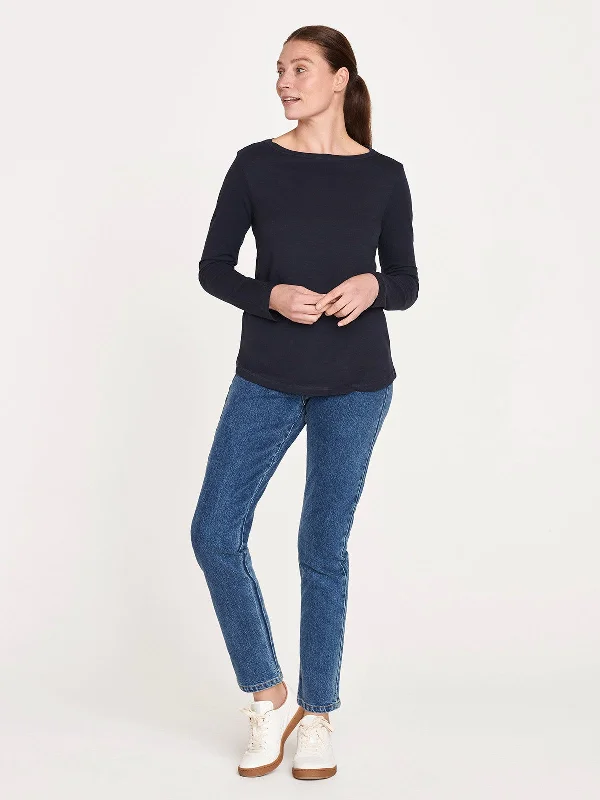 Fairtrade Organic Cotton Long Sleeve Jersey Top - Navy