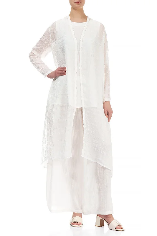 Flowy White Light Silk Jacket