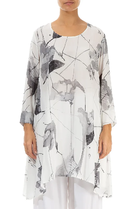 Flowy White Mirage Silk Bamboo Tunic