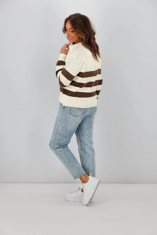 Foxwood Imogen Knit Choc White Stripe