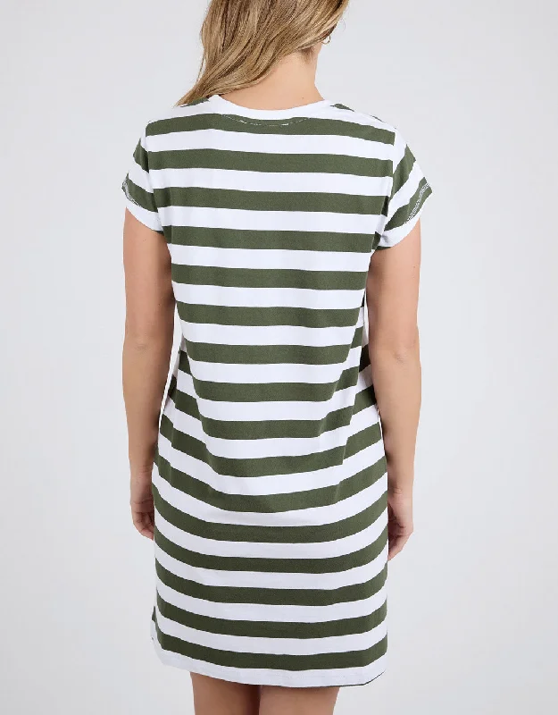 Foxwood Signature Stripe Tee Dress Khaki/White Stripe