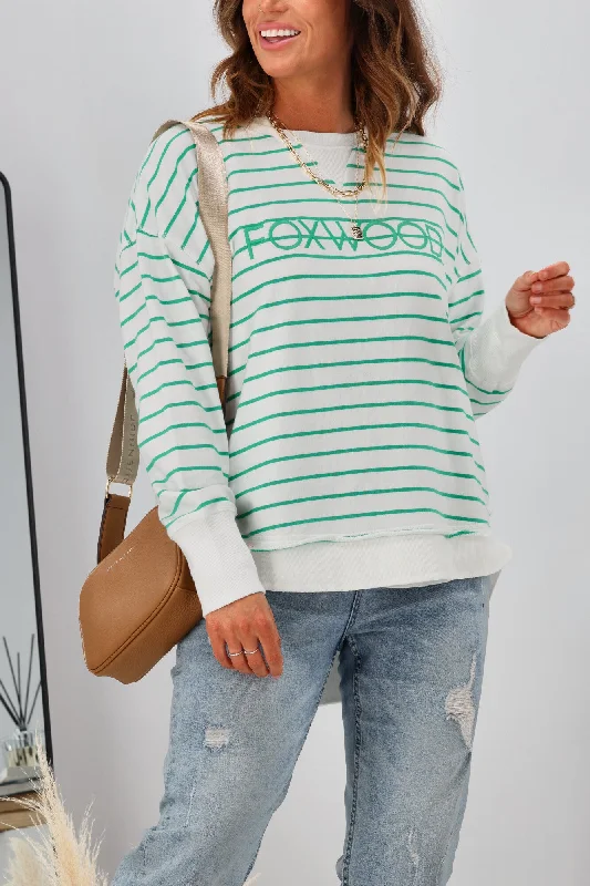 Foxwood Simplified Stripe Crew Green