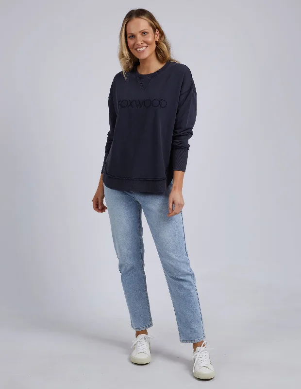 Foxwood Washed Simplified Crew Navy