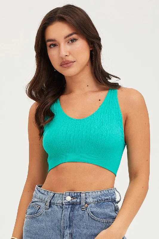 Green Tank Top Sleeveless Seamless