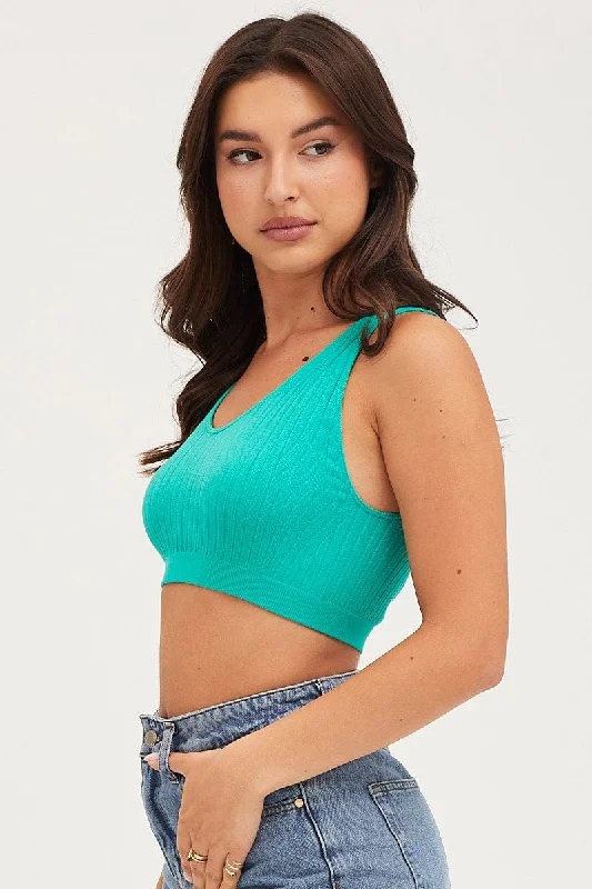 Green Tank Top Sleeveless Seamless