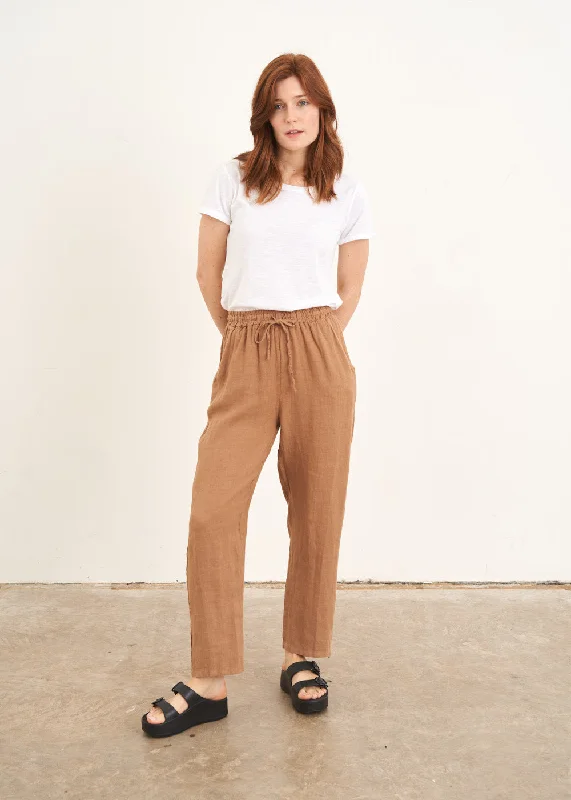 HELENA LINEN TROUSER - CAMEL