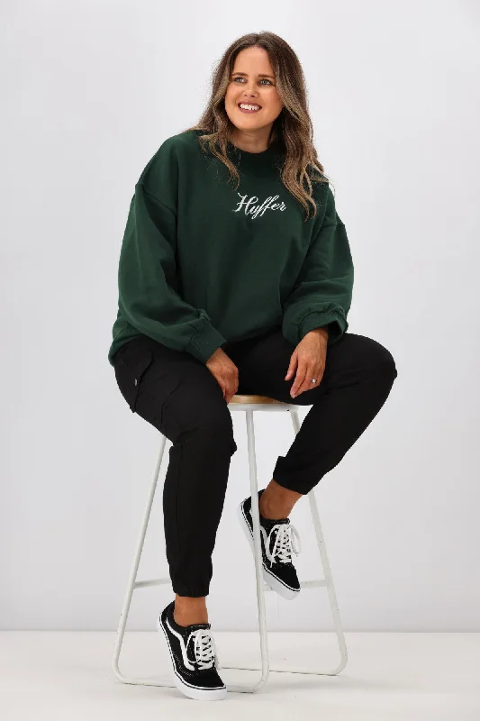 Huffer Womens Girlfriend Crew Fountain Evergreen