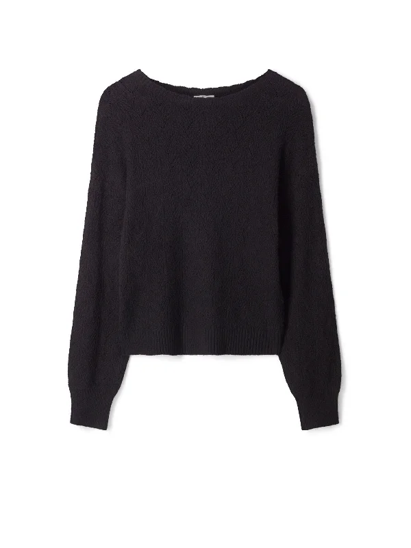 Ivanna Organic Cotton Pointelle Jumper - Black