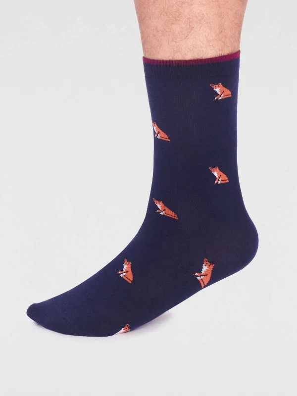 Jamal Organic Cotton Animal Socks - Navy