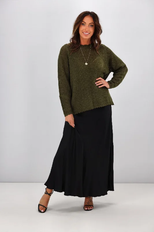 Jane James Feefee Pointelle Sweater Moss