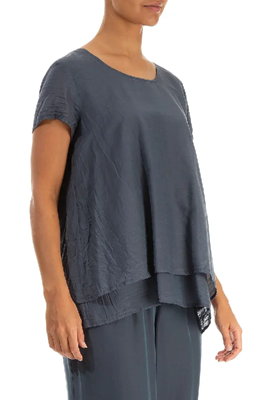 Layered Graphite Silk Cotton Blouse