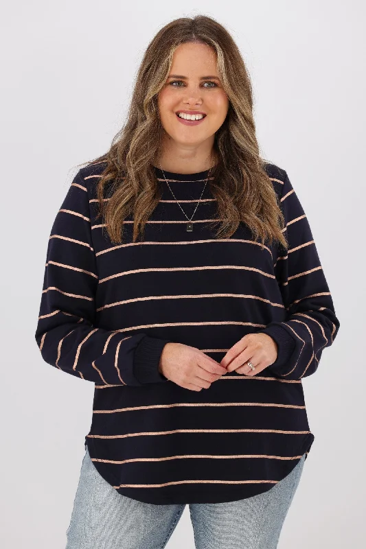 Little White Lie Betty Copper Stripe Crew Navy