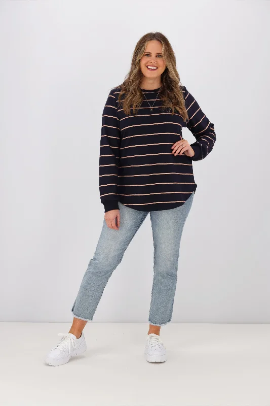 Little White Lie Betty Copper Stripe Crew Navy