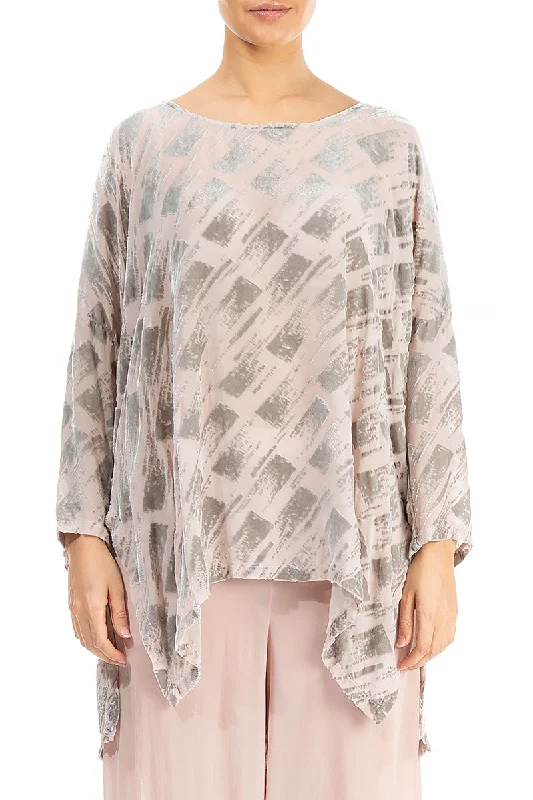 Loose Devoré Antique Rose Silk Tunic