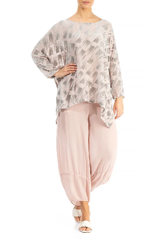 Loose Devoré Antique Rose Silk Tunic