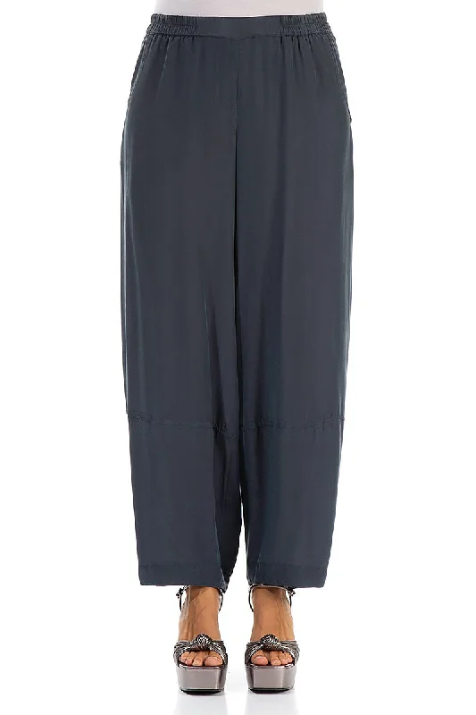 Loose Graphite Silk Bamboo Trousers